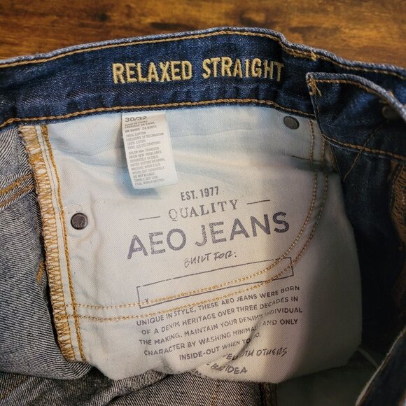 American Eagle Jeans 30x32 Relaxed Straight Dark Wash Cotton Denim - Picture 4 of 10